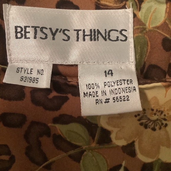 Betsy's Things Vintage Leopard Floral Print 2 Piece Set Peplum Top Skirt 931985 - Picture 11 of 11